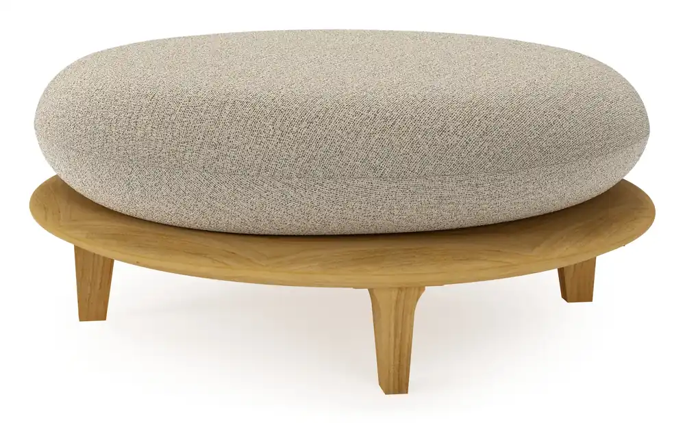 Bomero poef in teak met catania beige all weather cosytica kussen Uitverkoop