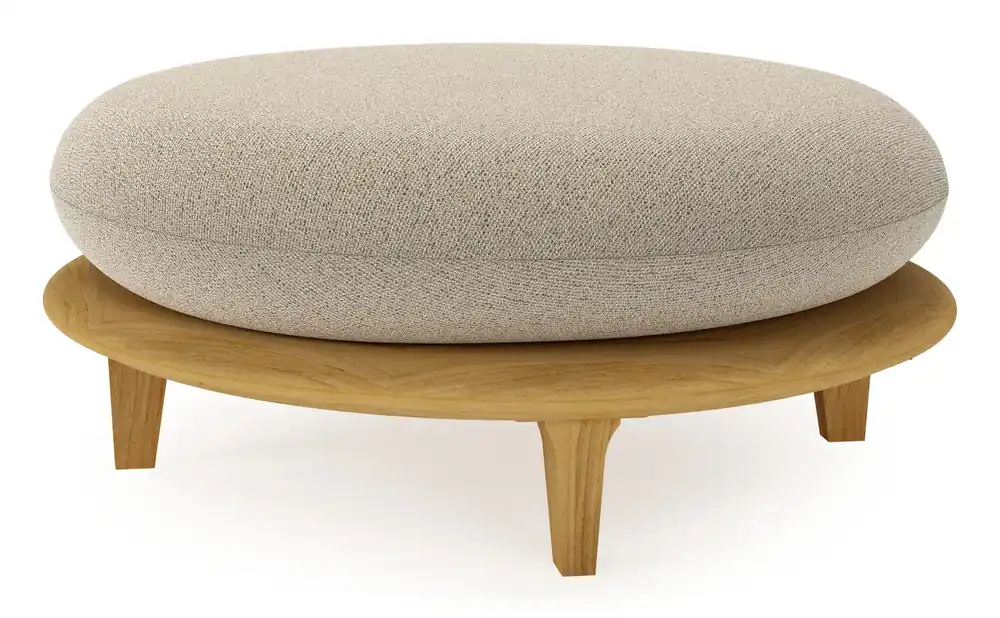 Bomero poef in teak met marbella beige all weather cosytica kussen Beste Prijs