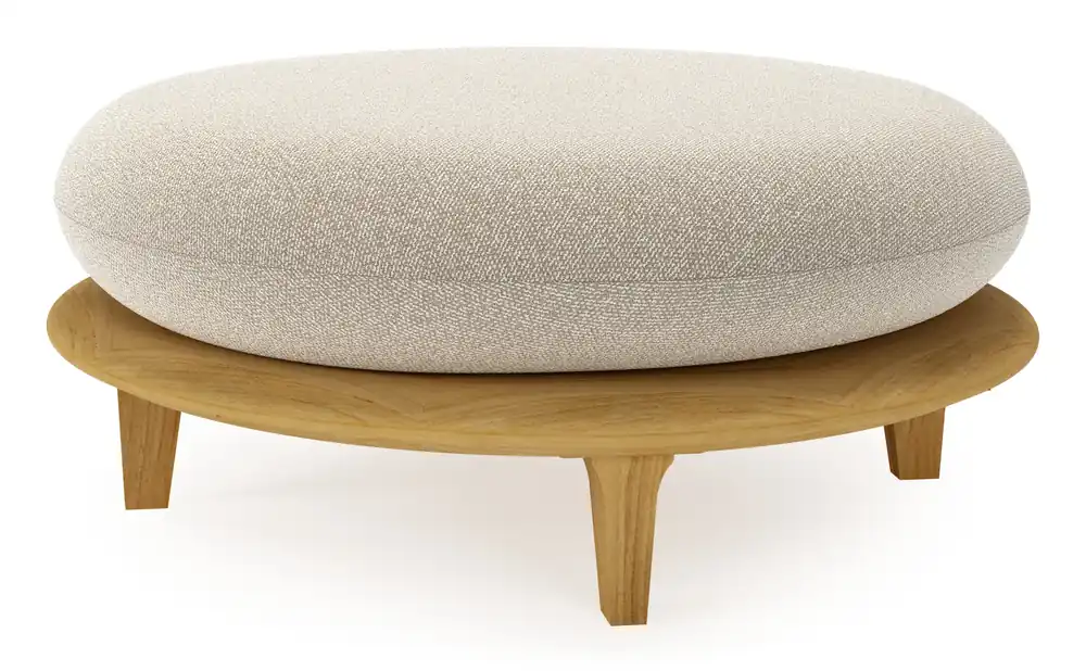 Aanbieding Bomero poef in teak met marbella ecru all weather cosytica kussen