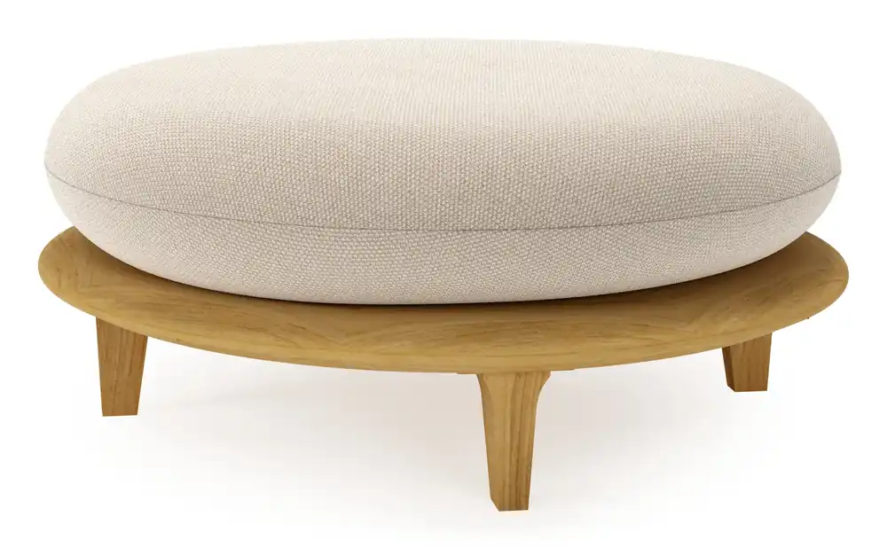 Bomero poef in teak met lopi antique all weather sunbrella® luxe kussen Exclusieve Aanbieding
