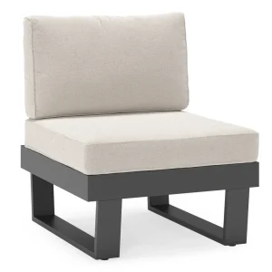 Veilige Betaling Alora loungestoel in zwart aluminium met beige weather+ softtouch kussens