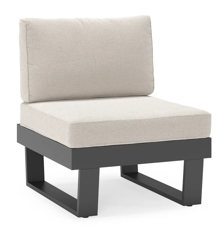 Veilige Betaling Alora loungestoel in zwart aluminium met beige weather+ softtouch kussens