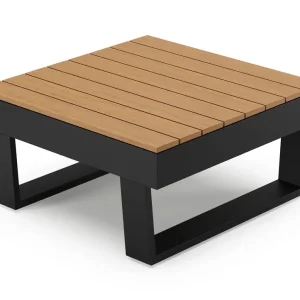 Veilige Betaling Alora loungetafel in zwart aluminium en polywood - L 77 x B 77 x H 36 cm