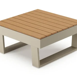 Voordeelprijs Alora loungetafel in beige aluminium en polywood - L 77 x B 77 x H 36 cm