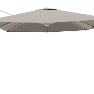 Weekendaanbieding Calpe zweefparasol in wit aluminium met beige weather+ softtouch parasoldoek - L1 270 x L2 270 cm (zonder voet)
