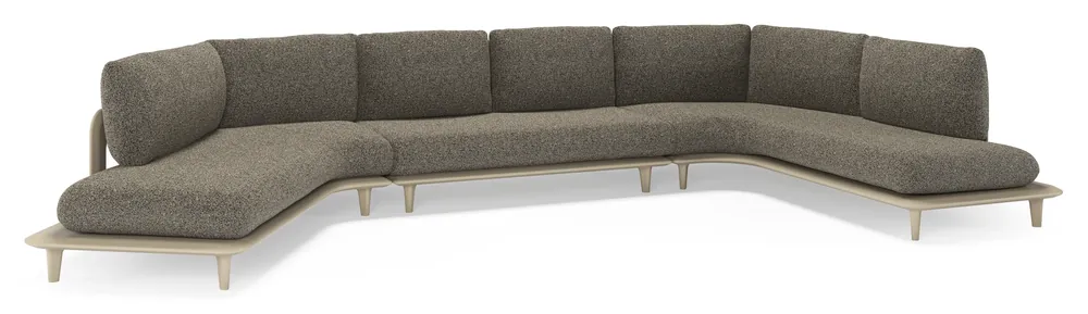Aanbieding Bomero loungehoek in beige aluminium met marbella tunder all weather cosytica kussen