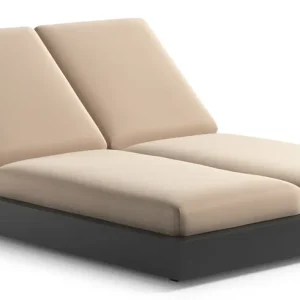 Aanbieding Como verstelbaar dubbel ligbed in zwart aluminium met natte linen chalk all weather Sunbrella® luxe kussen