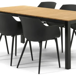 Toma tuinset in zwart aluminium en polywood tafelblad met 6 Paco tuinstoelen Populair