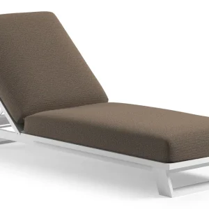 Weekendaanbieding Pagino verstelbaar ligbed in wit aluminium met firenze bamboe all weather Solica kussen