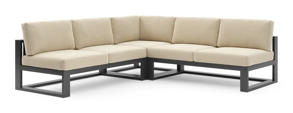 Populair Verato loungehoek in zwart aluminium met soul papyrus all weather solica kussen