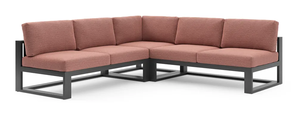 Verato loungehoek in zwart aluminium met slow alezan all weather sunbrella® luxe kussen Lage Kosten