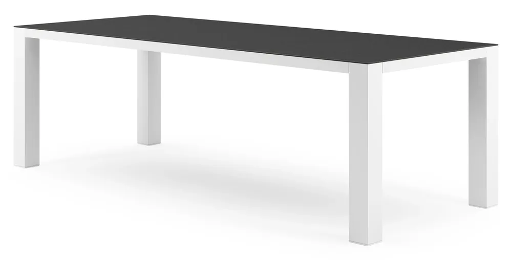 Koopje Nano tuintafel rechthoekig in wit aluminium en volkeramiek Nero Black - L 240 x B 100 x H 75 cm