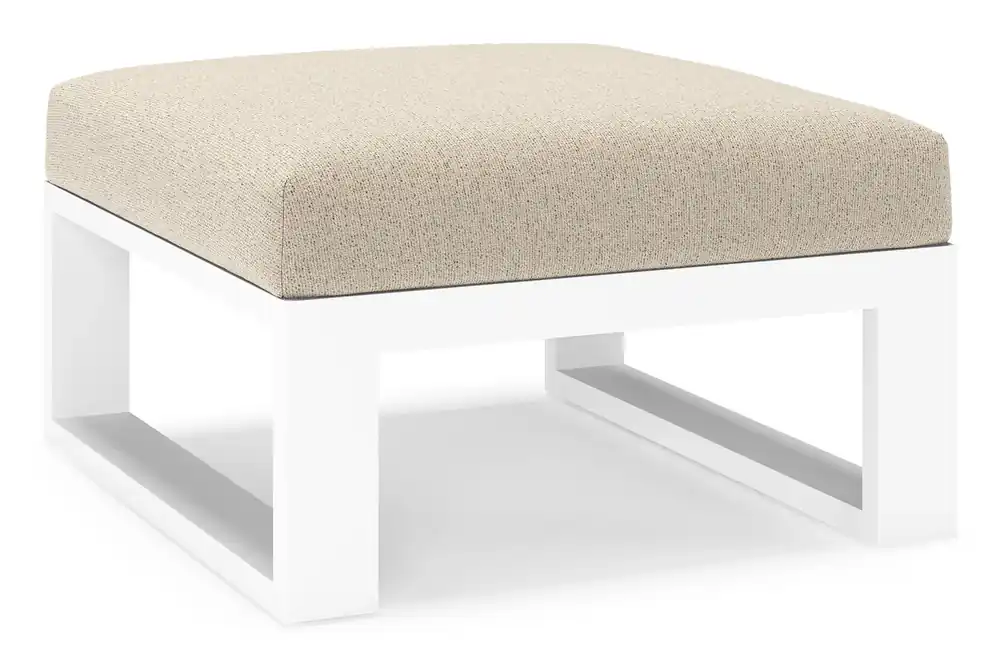 Verato poef in wit aluminium met marbella beige all weather cosytica kussen Lage Kosten