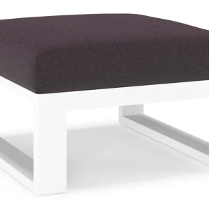 Weekendaanbieding Verato poef in wit aluminium met tundra red all weather sunbrella® luxe kussen