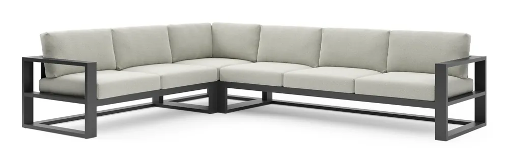 Verato loungehoek in zwart aluminium met lopi bud all weather sunbrella® luxe kussen Populair
