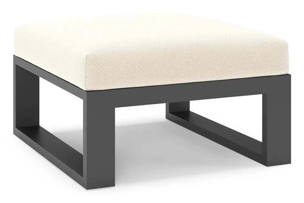 Aanbieding Verato poef in zwart aluminium met althea off white all weather cosytica kussen