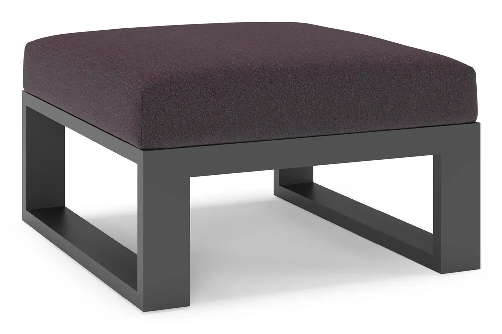 Verato poef in zwart aluminium met tundra red all weather sunbrella® luxe kussen Koopje