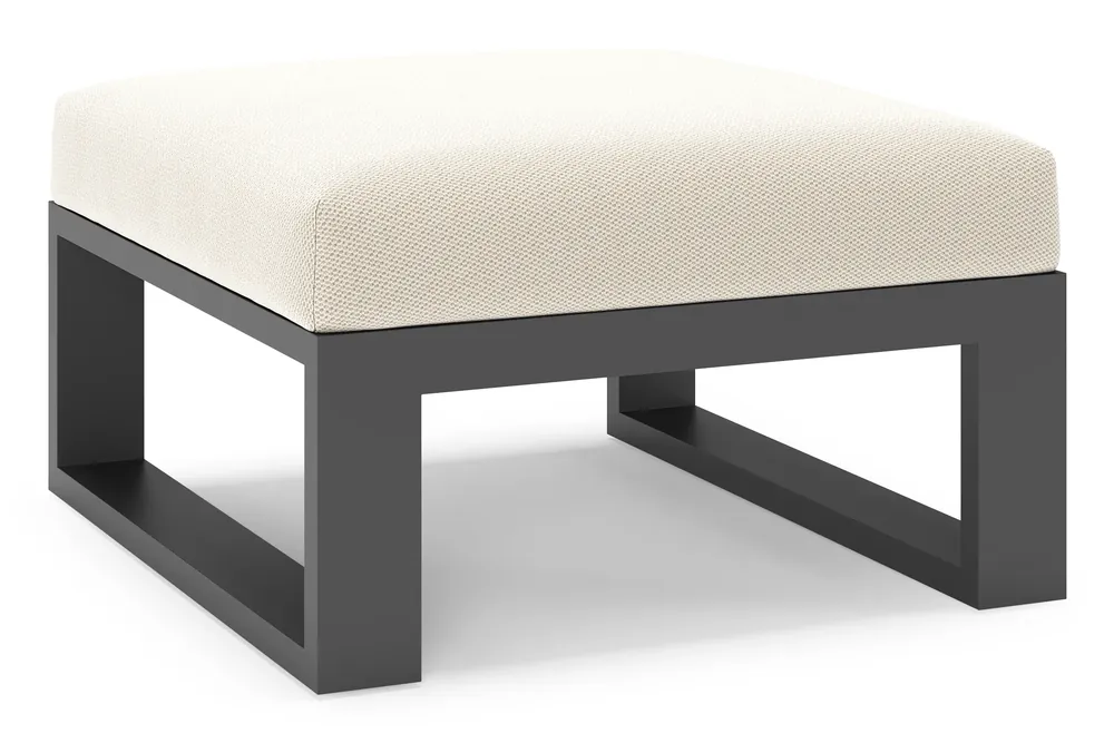 Superprijs Verato poef in zwart aluminium met lopi marble all weather sunbrella® luxe kussen