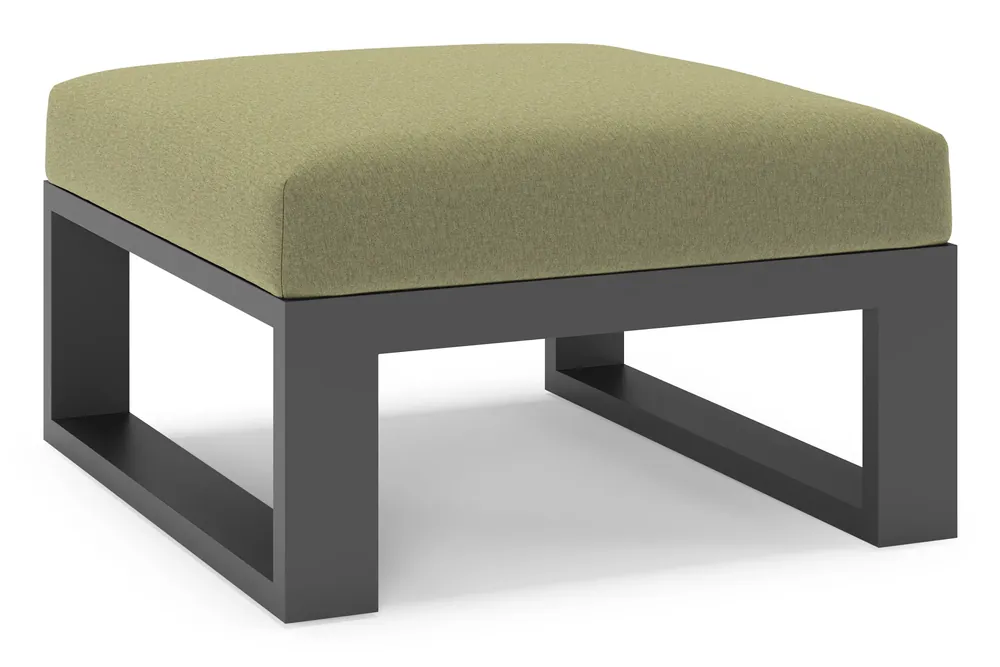 Verato poef in zwart aluminium met heritage leaf all weather sunbrella® luxe kussen Nieuw