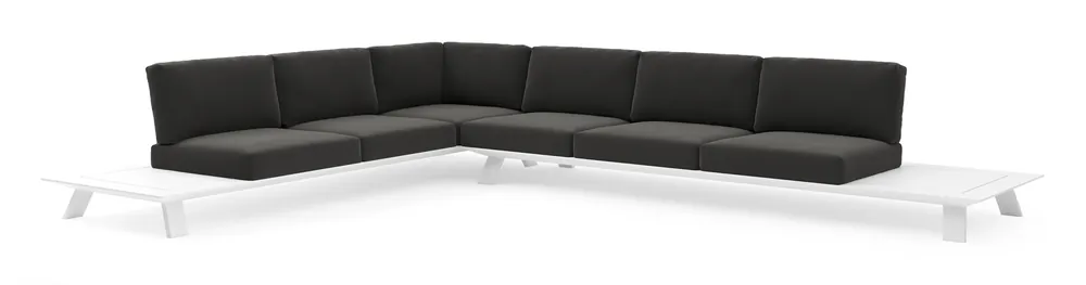 Cesano loungehoek in wit aluminium met natte sooty all weather Sunbrella® luxe kussen Superprijs