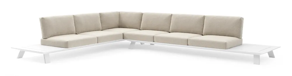 Cesano loungehoek in wit aluminium met marbella ecru all weather Cosytica kussen Laatste Versie