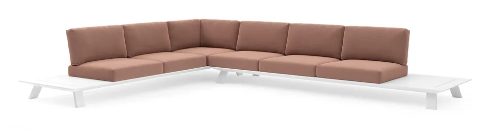Cesano loungehoek in wit aluminium met savane rust all weather Sunbrella® luxe kussen Betaalbaar