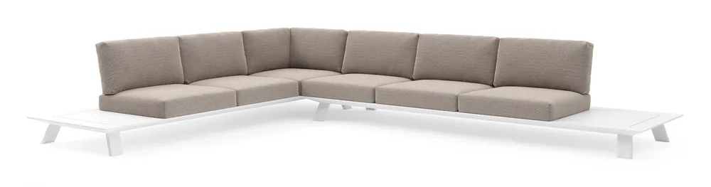 Cesano loungehoek in wit aluminium met wander manioc all weather Sunbrella® luxe kussen Flitsaanbieding