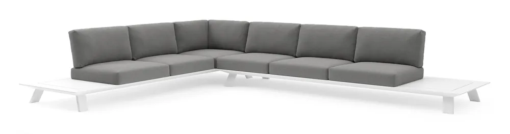 Cesano loungehoek in wit aluminium met heritage slate all weather Sunbrella® luxe kussen Koopje