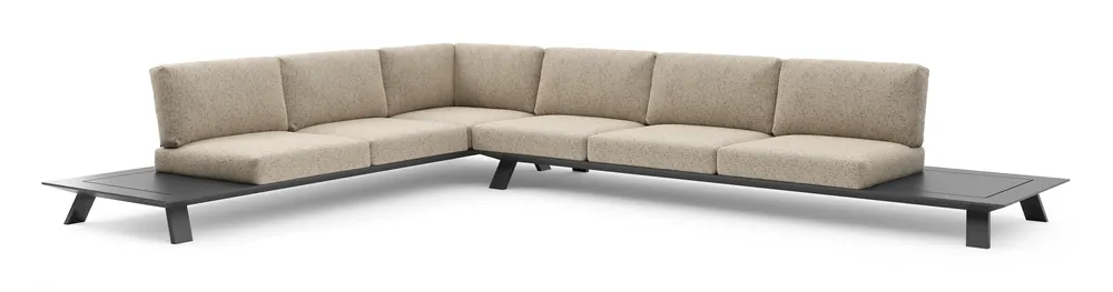 Actieprijs Cesano loungehoek in zwart aluminium met bora jungle all weather Cosytica kussen