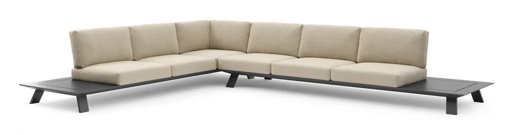 Populair Cesano loungehoek in zwart aluminium met bora forest all weather Cosytica kussen