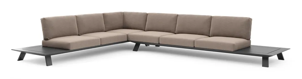 Cesano loungehoek in zwart aluminium met savane earth all weather Sunbrella® luxe kussen Lage Kosten