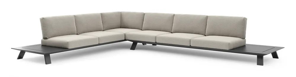 Cesano loungehoek in zwart aluminium met firenze sand all weather Solica kussen Gratis Retour