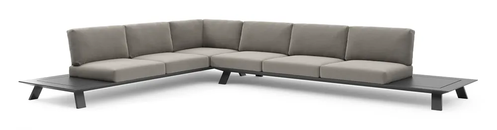 Voordeelprijs Cesano loungehoek in zwart aluminium met lopi silver all weather Sunbrella® luxe kussen