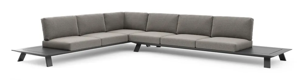 Cesano loungehoek in zwart aluminium met chartres drizzle all weather Sunbrella® luxe kussen Dagaanbieding