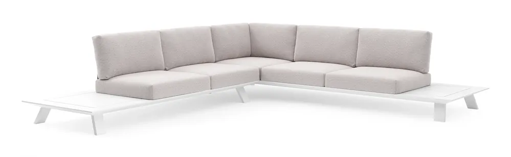 Superprijs Cesano loungehoek in wit aluminium met wander gobi all weather Sunbrella® luxe kussen