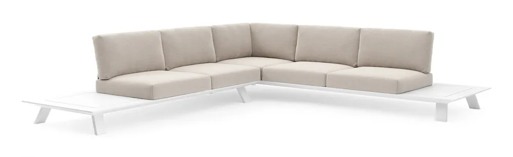 Superprijs Cesano loungehoek in wit aluminium met slow farafra all weather Sunbrella® luxe kussen