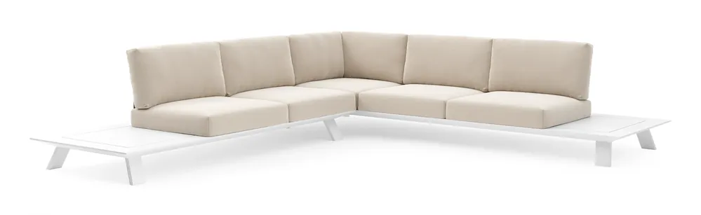 Koop Online Cesano loungehoek in wit aluminium met lopi antique all weather Sunbrella® luxe kussen