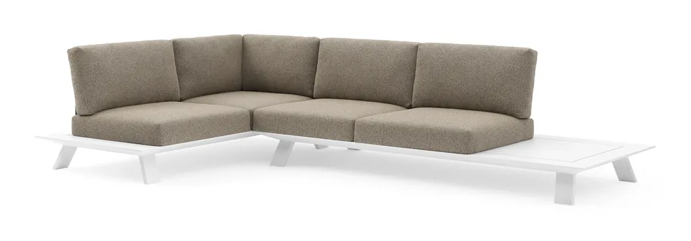 Speciale Aanbieding Cesano loungehoek in wit aluminium met madagascar burch all weather Cosytica kussen