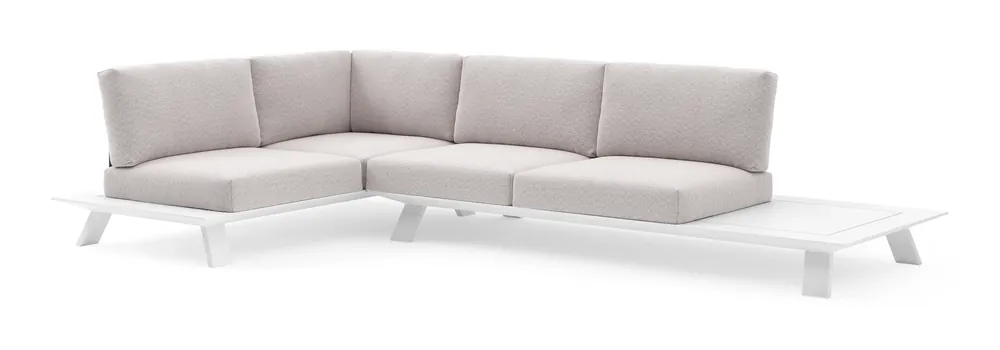 Cesano loungehoek in wit aluminium met wander gobi all weather Sunbrella® luxe kussen Laatste Kans
