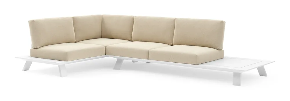 Snelle Levering Cesano loungehoek in wit aluminium met soul papyrus all weather Solica kussen