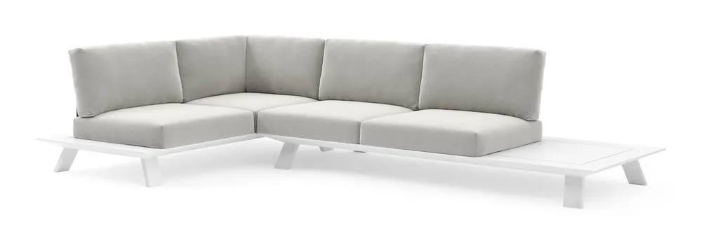 Cesano loungehoek in wit aluminium met lopi ash all weather Sunbrella® luxe kussen Uitverkoop