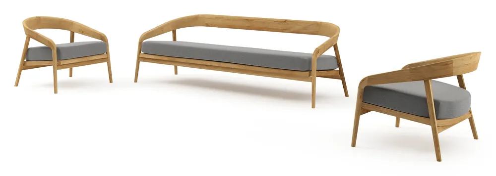 Shop Nu Lacrima loungeset in teak met heritage slate all weather Sunbrella® luxe kussen