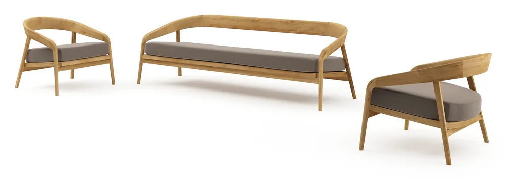 Express Levering Lacrima loungeset in teak met lopi coconut all weather Sunbrella® luxe kussen
