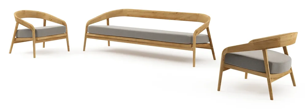 Flitsaanbieding Lacrima loungeset in teak met lopi silver all weather Sunbrella® luxe kussen