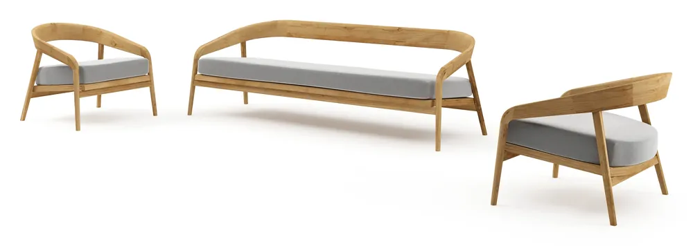Lacrima loungeset in teak met savane grey all weather Sunbrella® luxe kussen Laatste Kans
