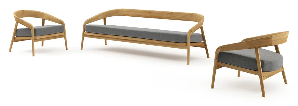 Lacrima loungeset in teak met catania black all weather Cosytica kussen Superprijs