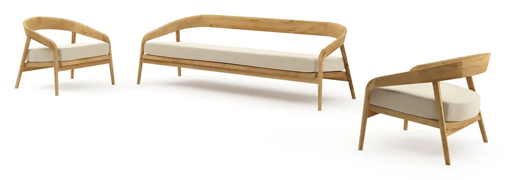Shop Nu Lacrima loungeset in teak met soul papyrus all weather Solica kussen