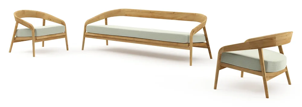 Superprijs Lacrima loungeset in teak met slow spirea all weather Sunbrella® luxe kussen