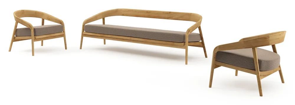 Lacrima loungeset in teak met firenze bamboe all weather Solica kussen Alleen Vandaag