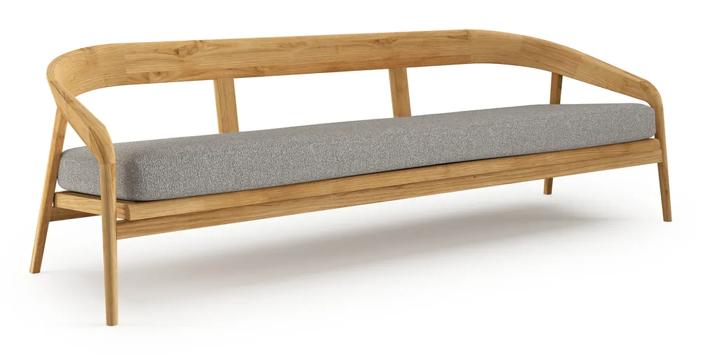 Lacrima loungebank in teak met tundra charcoal all weather Sunbrella® luxe kussen Exclusieve Aanbieding